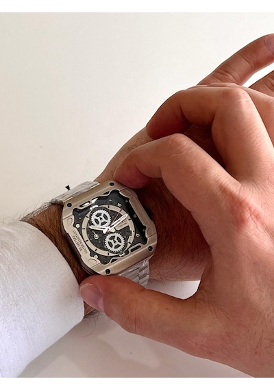 Ferrucci Kare Kadran Gümüş Fonksiyonları Aktif Takvimli Spor Model Çelik Erkek Kol Saati Gümüş