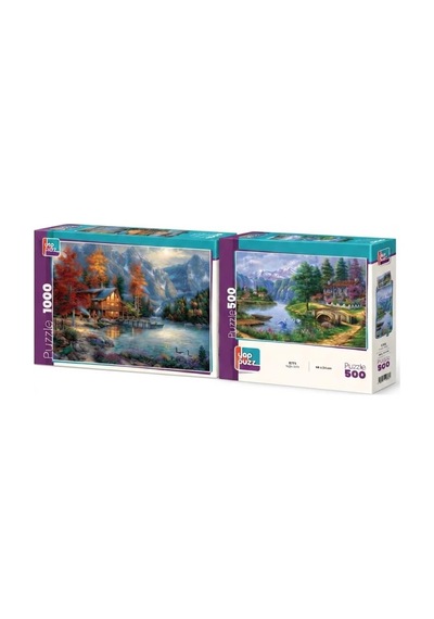 Yalnız Doğa Ve Kuğu Gölü İkili Set - 1000 + 500 Parça İkili Puzzle Seti
