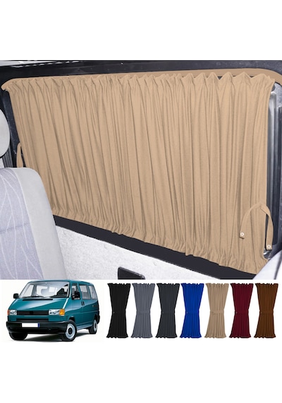 Pandami Volkswagen T4 - Transporter / Caravelle Uzun Şase 1990-2003 Uyumlu Krem Raylı Oto Perde Takımı