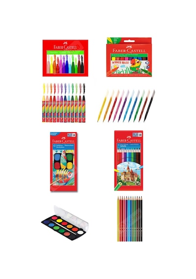12'li Pastel Boya-12' Suluboya-12'li'keçeli Kalem 10'kuruboya 4'lü Okul Seti