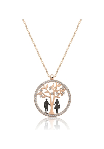 Hayat Ağacı Sevgili Aşk Kolye Rose Gold Kaplama 925 Ayar Gümüş