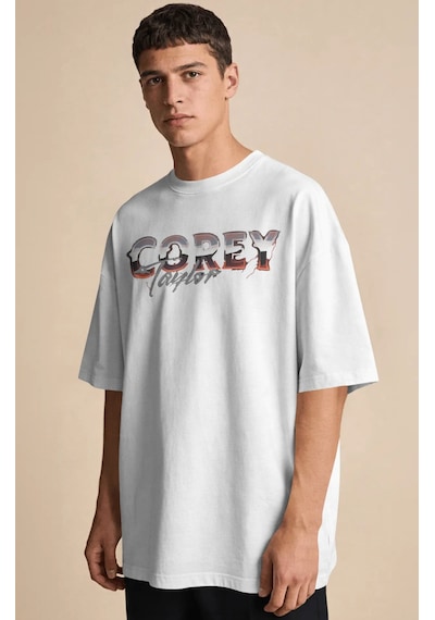 Corey Taylor Slipknot Rock Metal Müzik Grubu Baskılı Unisex Overs Beyaz