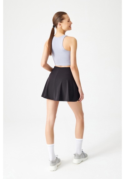 Los Ojos Siyah 2 Katmanlı Pileli Tenis Eteği - Spor Etek Tennis Skirt2 Siyah