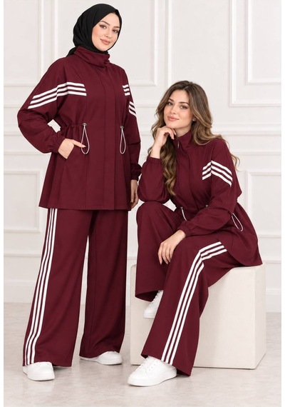 Hıra Co. Kadın Oyso Kumaş Dik Yaka Gizli Fermuarlı Bel İpli Tunik Pantolon Tesettür İkili Eşofman Takımı Bordo Bordo Hıra Co. Kadın Oyso Kumaş Dik Yaka Gizli Fermuarlı Bel İpli Tunik Pantolon Tesettür İkili Eşofman Takımı Bordo Bordo