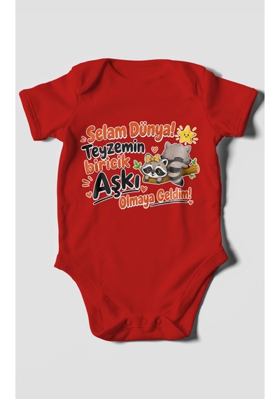 Morivokids Teyzeye Özel Kısa Kollu Bebek Body %100 Pamuk Zbn189-kk Kırmızı