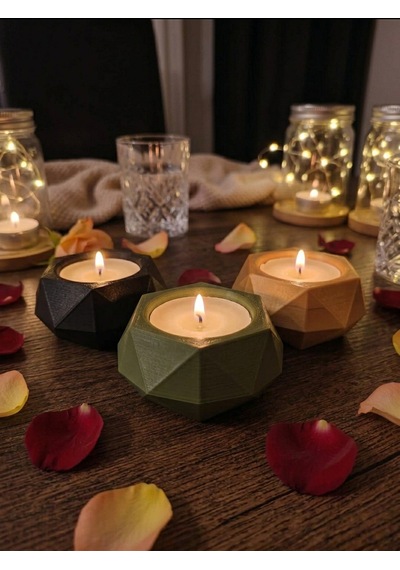 Tealight Mumluk – Dekoratif – Geometrik Desenli Modern Ev Dekoru 3 Lü Set