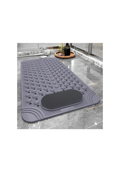 Sea Home Antrasit Renk Silikon Kaymaz Tabanlı Banyo Paspası Duş Kaydırmazı Vantuzlu 36 X 69,5 Cm Çok Renkli