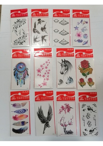 Kuş 12 Adet Birden Yapıştırma Geçici Dövme Yapma Seti