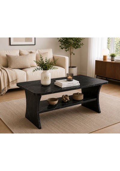 Vera Orta Sehpa, Alt Raflı Orta Sehpa, 100 X 60 Cm, Yükseklik 50 Cm, Kavisli Tasarım, Demonte Siyah Vera Orta Sehpa, Alt Raflı Orta Sehpa, 100 X 60 Cm, Yükseklik 50 Cm, Kavisli Tasarım, Demonte Siyah