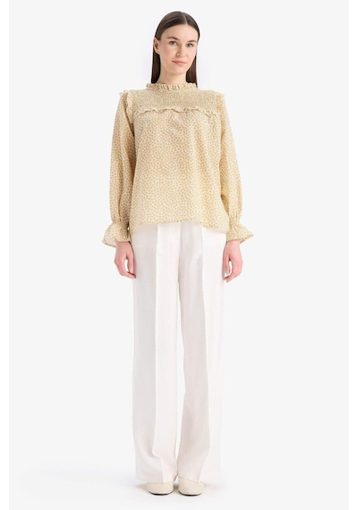 DeFacto Regular Fit Desenli Fırfır Yaka Vual Uzun Kollu Tesettür Bluz Tunik E7966AX25SMWT47
