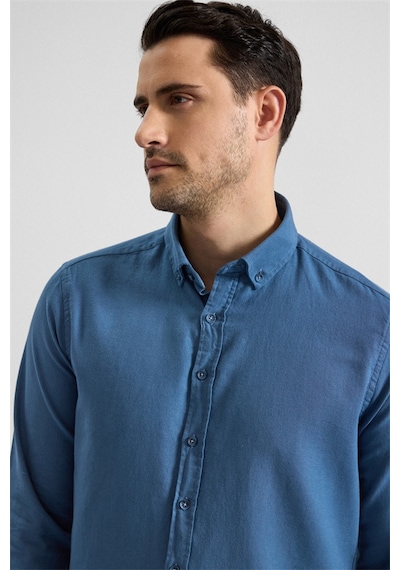 Süvari Mavi Slim Düğmeli Yaka Düz Casual Gömlek Gm2008000264-m04 Mavi Süvari Mavi Slim Düğmeli Yaka Düz Casual Gömlek Gm2008000264-m04 Mavi