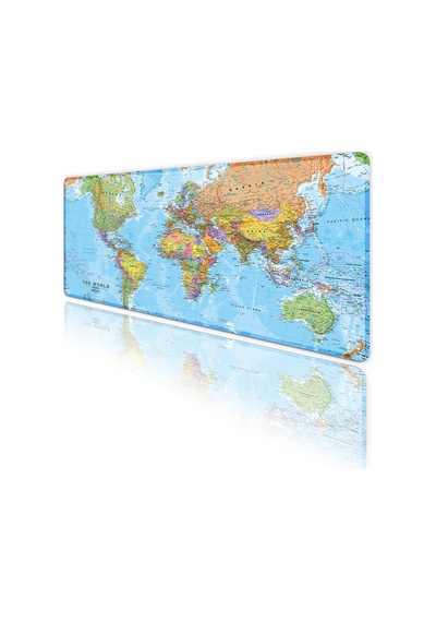 Dünya Haritası Oyun Gaming Klavye Mouse Pad Kaymaz Taban Kenarları Dikişli Su Geçirmez Masa Matı 70x30 Cm
