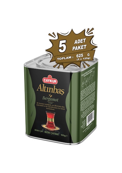 Altınbaş Çayı Teneke Kutu Bergamotlu 100 Gr. Beşli Paket