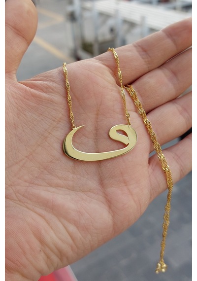 925 Ayar Gümüş Vav Kolye Gold