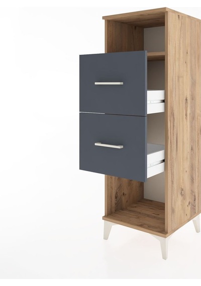 Hyperion Dolap Tek Raflı 2 Çekmeceli 44x44x134 Çam-antrasit Atlas Çam