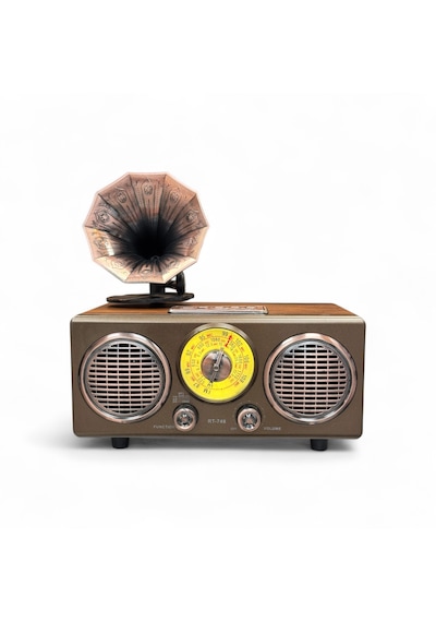 Rt-748a Nostaljik Gramafon Görünüm Radyo,şık Tasarım Ahşap Trend Nostalji Radyo