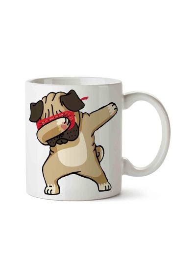 Pug Puppy Dab Dabbing İki Tarafı Baskılı Kupa Bardak.jpg