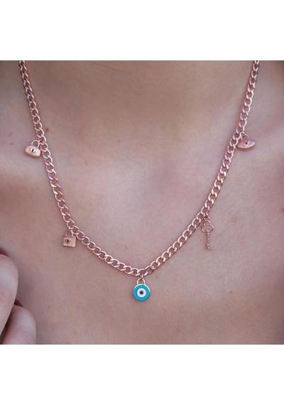 Rose Gold Kaplama Gümüş Dilek Kolyesi Gümüş