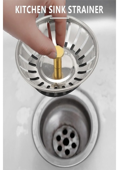 3'lü Set Paslanmaz Çelik Süzgeç Lavabo Evye Gider Süzgeç Ve Tıkacı İki Yönlü 8 Cm Metal Diğer