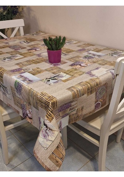 Elyaflı Pvc Muşamba - Desenli Silinebilir Masa Örtüsü Mrl157a Kahverengi