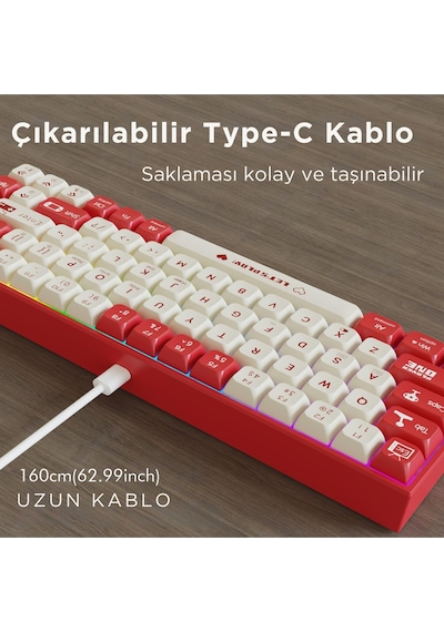 Ak680 Kablolu Brown Switch Mekanik Klavye-rainbow Aydınlatma Hot-swap