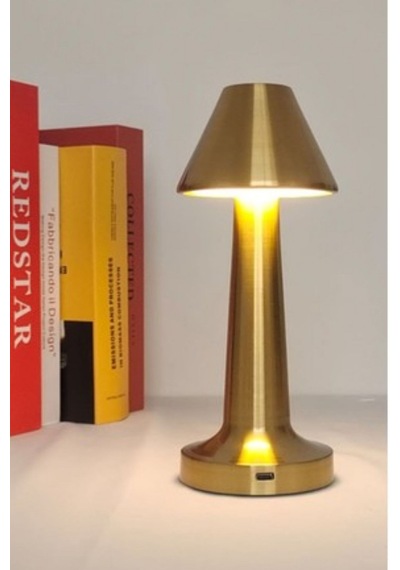 Mcg Çatı Model Gold Renk Şarjlı Dokunmatik 3 Renkli Led Masa Lambası