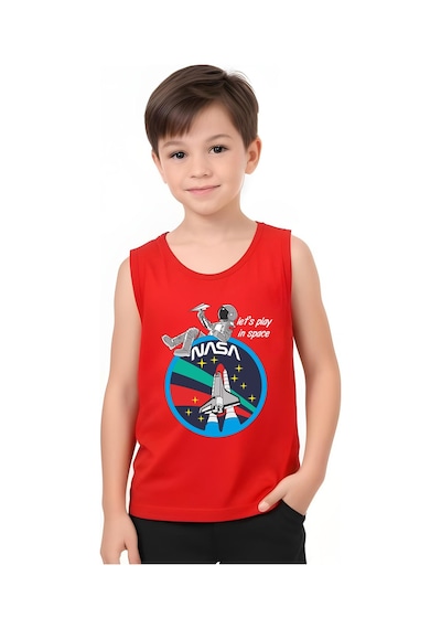 Fyk Kids Erkek Çocuk Baskılı Sıfır Kol Astranot Alt-üst Takım Kırmızı