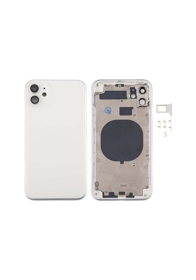 Apple Uyumlu iPhone 11 Kasa Boş Sim Kart Tepsisi Ve Yan Tuşlar Ve Kamera Lensi Beyaz