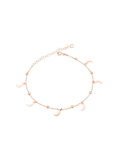 Brezza Lusso Jewelry Yarım Ay Figürlü Clasical Sallantılı Gümüş Kadın Ayak Halhal Rose