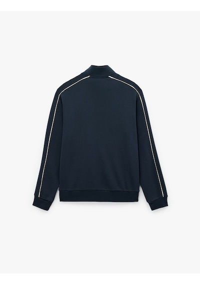 Koton Uzun Kollu Kolej Nakışlı Renk Kontrastlı Şardonlu Yarım Fermuarlı Sweatshirt Lacivert 6wam70052mk Lacivert
