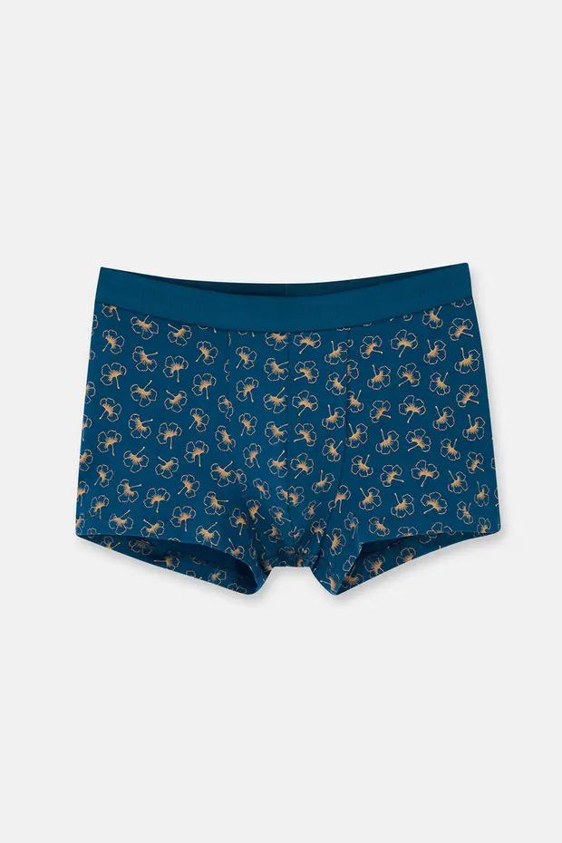 Dagi Erkek Koyu Mavi 2'li Desenli Pamuk Boxer- 5210k