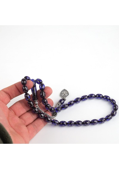 Ateş Kehribar 925ayar Gümüş Çakım Ve Püskül Beyzi Kesim 8.5x12mm Tesbih Parlament