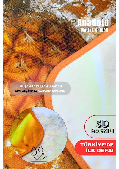 Anadolu 3 Boyutlu Mutfak Önlüğü 3d Baskılı Mutfak Önlüğü Sıvı Su Geçirmez Mutfak Önlüğü Ananas