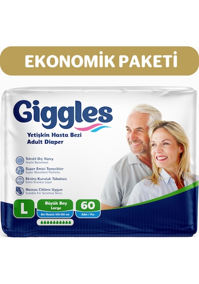 Giggles Yetişkin Bel Bağlamalı Hasta Bezi Large 2 x 30 'Lu