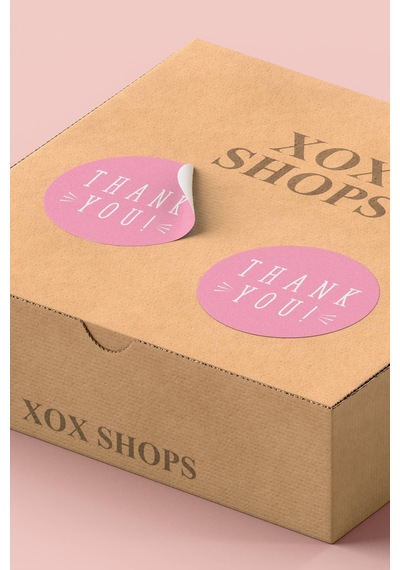 Pembe Thank You Kargo Paketleme Sticker Etiket 3x3cm St2129 Çok Renkli