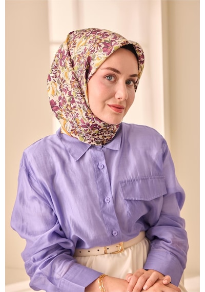 Silk Home Twill İpek Eşarp 11477-10 Ekru, Mürdüm, Gold, Haki, Bej