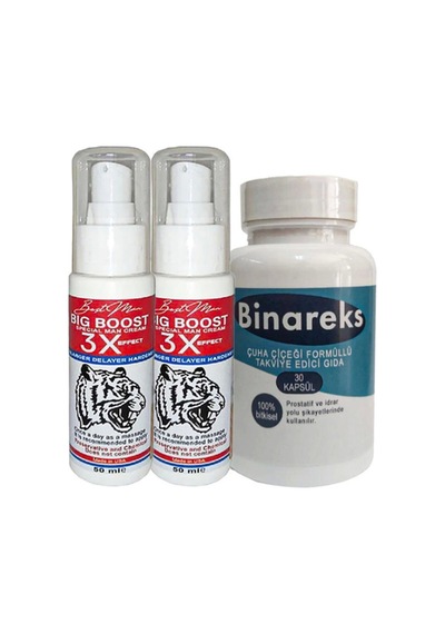 2 Adet 50 Ml Bigboost Erkek 3xeffect Canlandirici Krem + Yanında 1 Kutu 30lu Binareks Erkeklere Özel