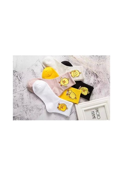 Worthy Socks 5 Çift Unisex Renkli Çeşitli Desenli Yıkamalı Civciv Kolej Tenis Çorap