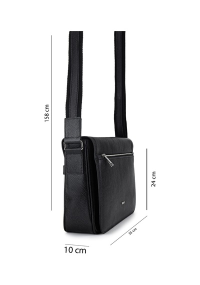 Tamer Tanca Unisex Hakiki Deri Siyah Postacı Çanta 1012 2032 Cnt Y26 Sıyah