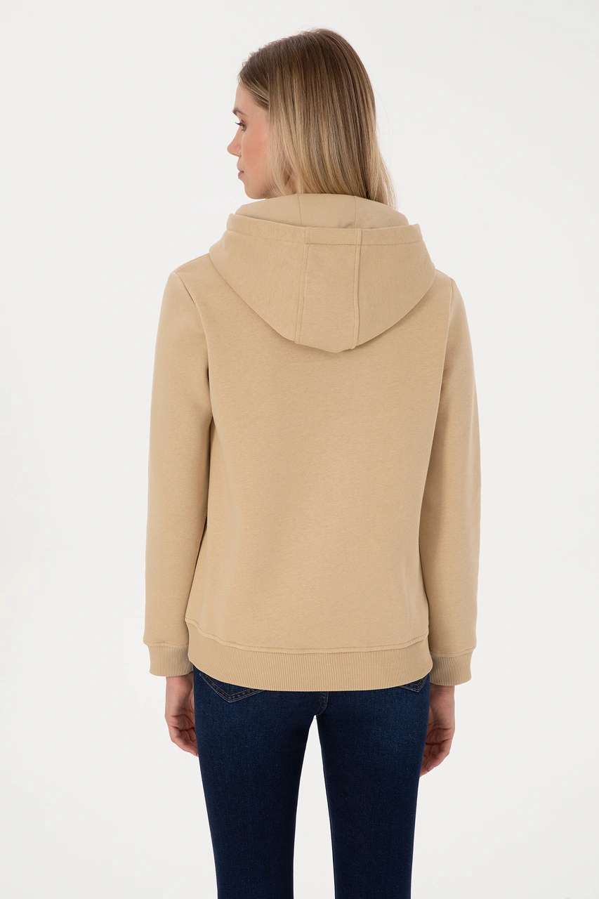U.S. Polo Assn. Kadın Kum Kapüşonlu Basic Sweatshirt 50307711-VR085
