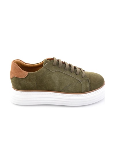 Yeşil Hakiki Deri Erkek Sneaker E01811256002 Yeşil