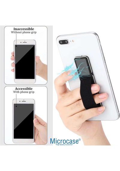 Microcase Üniversal Telefon Arkası El Parmak Tutucu Metal Mıknatıslı Standlı Cep Telefonu Tutacağı - Al4938 Siyah