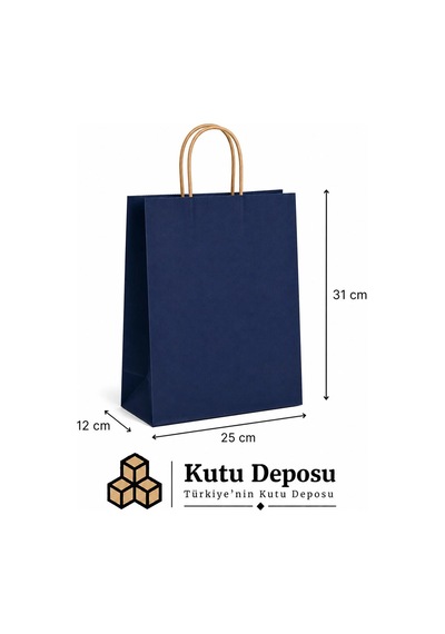 25x31x12 Cm Kraft Lacivert Poşet 25 Adet
