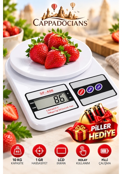 Mutfak Tartısı - Hassas Terazi - Pratik Ve Kolay Kullanım - Türkçe Dil - Dijital Ekran - 1 Gr & 5 Kg Beyaz