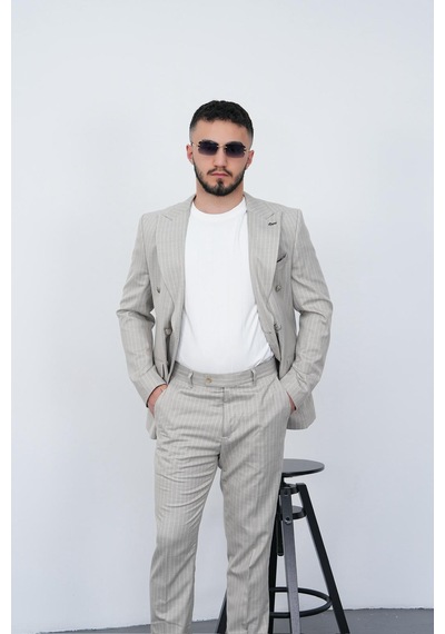 Dupont Classics Dupont Slim Fit Sivri Yaka 6 Drop Çift Yırtmaç Çizgili Viskon Kruvaze Erkek Takım Elbise Açık Gri Dupont Classics Dupont Slim Fit Sivri Yaka 6 Drop Çift Yırtmaç Çizgili Viskon Kruvaze Erkek Takım Elbise Açık Gri