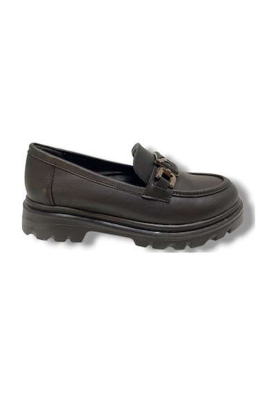 Fancy 819-25 Deri Anatomik Q Tokalı Loafer Kadın Ayakkabı Siyah