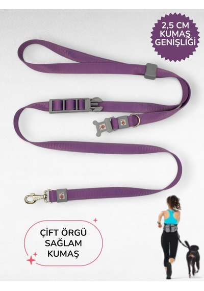 Caramelos Hands-free Eller Serbest Gezdirme Kayışı- Köpek Gezdirme Kayışı - Eller Serbest- Köpek Gezdirme İpi Lila