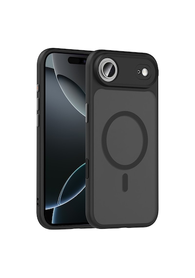 Zore Apple iPhone Uyumlu 17 Air Kılıf Mat Arka Yüzey Wireless Şarj Özellikli Zore Flet M-safe Kapak - Siyah
