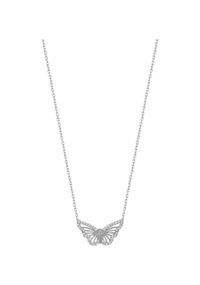 Beyaz Taşlı Kelebek Gümüş Kolye Rose Gold
