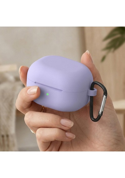 Caseonn Samsung Galaxy Buds 4 Pro Kılıf V2 Askı Aparatlı Mat Silikon Lila